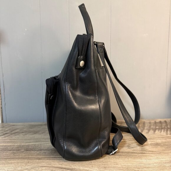 HOBO International Black Polished Leather Small Backpack 90s Y2K - Picture 4 of 10